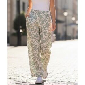 Carve Designs Nico Linen Blend Floral Wide Leg Pants Size Small Resort Cruise